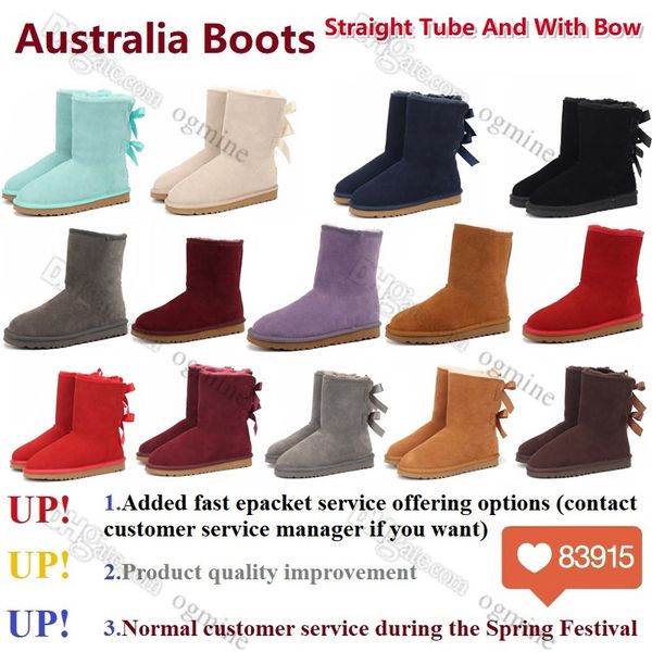 with box designer womens fur australia boots women classic snow boot australian winter warm furry bow satin ankle booties fluffy slippers bo, Black
with box designer womens fur australia boots women classic snow boot australian winter warm furry bow satin ankle booties fluffy slippers bo, Black