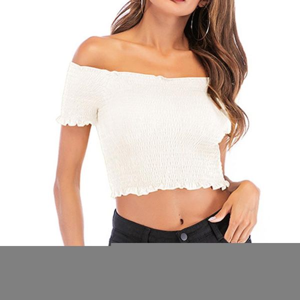 women's t-shirt summer 2021 women slash neck wood ears tshirt short sleeve off shoulder solid slim casual top, White
women's t-shirt summer 2021 women slash neck wood ears tshirt short sleeve off shoulder solid slim casual top, White