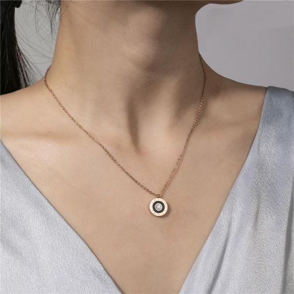 rose gold korean style stainless steel necklace for women round roman numerals set zircon pendant jewelry 2021 trend yms n280 necklaces, Silver
rose gold korean style stainless steel necklace for women round roman numerals set zircon pendant jewelry 2021 trend yms n280 necklaces, Silver
