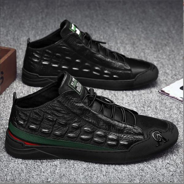 spring men's crocodile pattern leather flats casual shoes zapatillas hombre male high waliking sneakers 1h5, Black
spring men's crocodile pattern leather flats casual shoes zapatillas hombre male high waliking sneakers 1h5, Black