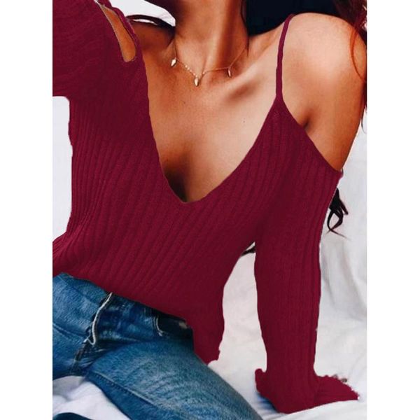 women's t-shirt fashion solid colors v-neck suspenders ribbed knitted long sleeve party club off shoulder pullover #35, White
women's t-shirt fashion solid colors v-neck suspenders ribbed knitted long sleeve party club off shoulder pullover #35, White