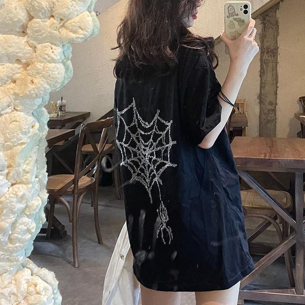 women's t-shirt oversize summer short sleeve t-shirs women pattern rhinestone loose plus size drop vintage black punk korean clothes, White
women's t-shirt oversize summer short sleeve t-shirs women pattern rhinestone loose plus size drop vintage black punk korean clothes, White