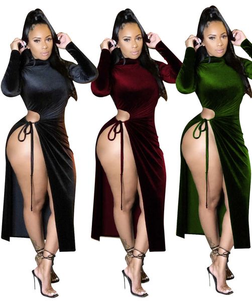 party night club dresses women autumn velvet high split bodycon midi maxi dress long sleeve cut out pencil bandage y1006, Black;gray
party night club dresses women autumn velvet high split bodycon midi maxi dress long sleeve cut out pencil bandage y1006, Black;gray