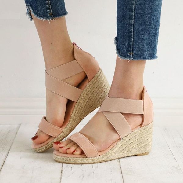 summer wedges women sandals high heels open toe ladies shoes cross strappy roman beach espadrille large size, Black
summer wedges women sandals high heels open toe ladies shoes cross strappy roman beach espadrille large size, Black
