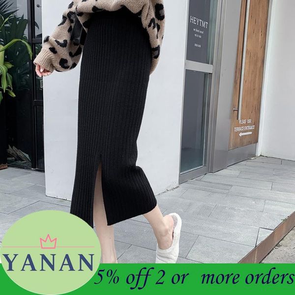 yanan knitting skirt open-slit long vintage autumn winter women thicken elastic high-waist plus casual elegant slim skirts, Black
yanan knitting skirt open-slit long vintage autumn winter women thicken elastic high-waist plus casual elegant slim skirts, Black
