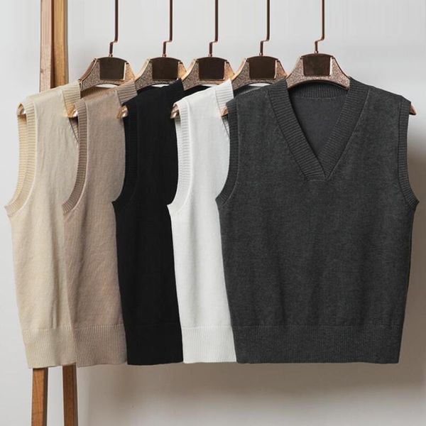 women's vests 2021 spring autumn winter women knitted sweater sleeveless loose vest ladies v-neck pullover jumper pull femme, Black;white
women's vests 2021 spring autumn winter women knitted sweater sleeveless loose vest ladies v-neck pullover jumper pull femme, Black;white