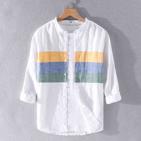 men's t-shirts 100% linen three-quarter sleeve stitching casual stand collar fashion shirts for men breathable handsome shirt mens ds8f, White;black
men's t-shirts 100% linen three-quarter sleeve stitching casual stand collar fashion shirts for men breathable handsome shirt mens ds8f, White;black