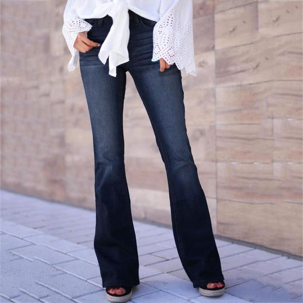 women's jeans vintage women classic solid color high waist denim bell botton elastic pants with pockets ladies casual, Blue
women's jeans vintage women classic solid color high waist denim bell botton elastic pants with pockets ladies casual, Blue