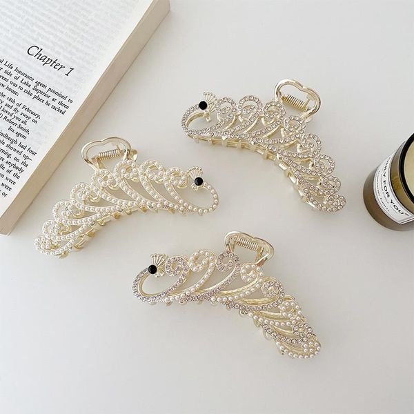 peacock pearl crystal clamps korean women alloy large hollow animal hair claw for scrunchies ponytail wash shower hairpins jewelry accessori, Slivery;golden
peacock pearl crystal clamps korean women alloy large hollow animal hair claw for scrunchies ponytail wash shower hairpins jewelry accessori, Slivery;golden