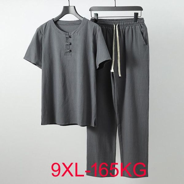 men's tracksuits large size summer tracksuit husband suit linen t-shirt fashion male set chinese style 8xl 9xl plus two piece 165kg, Gray
men's tracksuits large size summer tracksuit husband suit linen t-shirt fashion male set chinese style 8xl 9xl plus two piece 165kg, Gray