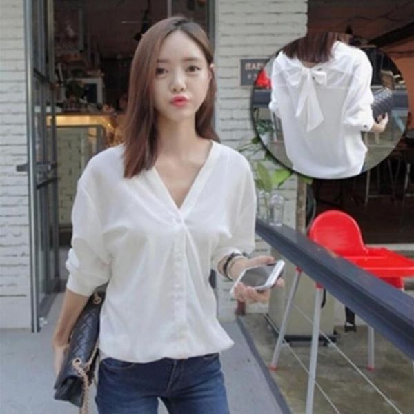 women's blouses & shirts 2021 shirt wild long sleeve loose v-neck sweet bow ladies solid color fashion temperament bottoming chiffon, White
women's blouses & shirts 2021 shirt wild long sleeve loose v-neck sweet bow ladies solid color fashion temperament bottoming chiffon, White