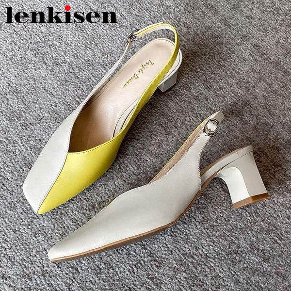 dress shoes lenkisen 2021 summer mixed color full grain leather square toe med heel simple design elegant lady sandals women l59, Black
dress shoes lenkisen 2021 summer mixed color full grain leather square toe med heel simple design elegant lady sandals women l59, Black