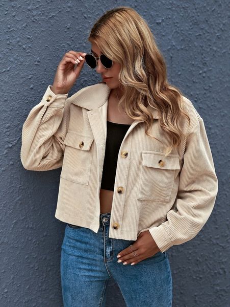 button front patch pocket crop jacket v6rj#, Black;brown
button front patch pocket crop jacket v6rj#, Black;brown