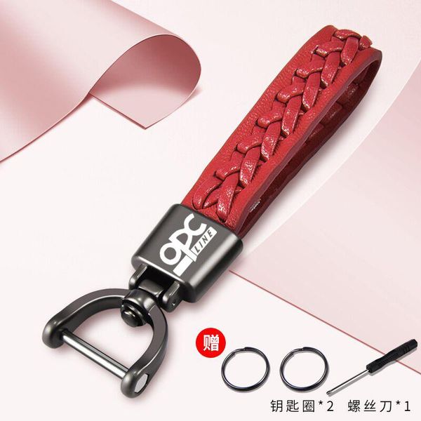 keychains fashion luxury hand woven leather horseshoe car logo keychain for opel opc line astra h g j k f mokka regal zafira a b corsa c d, Silver