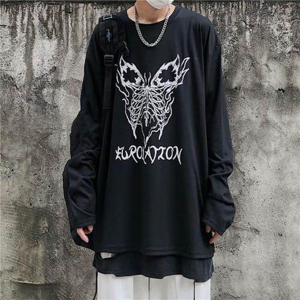 women's t-shirt men's and 2021 korean high street style butterfly letter printing loose long sleeve, White
women's t-shirt men's and 2021 korean high street style butterfly letter printing loose long sleeve, White