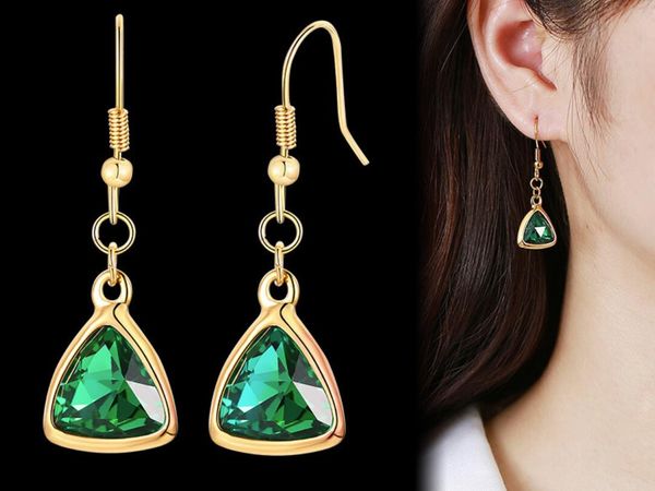 stainless steel triangle emerald green crystals glass dangle earrings gold ladies long earring suitable for daily wear, dance, party, annive, Silver
stainless steel triangle emerald green crystals glass dangle earrings gold ladies long earring suitable for daily wear, dance, party, annive, Silver