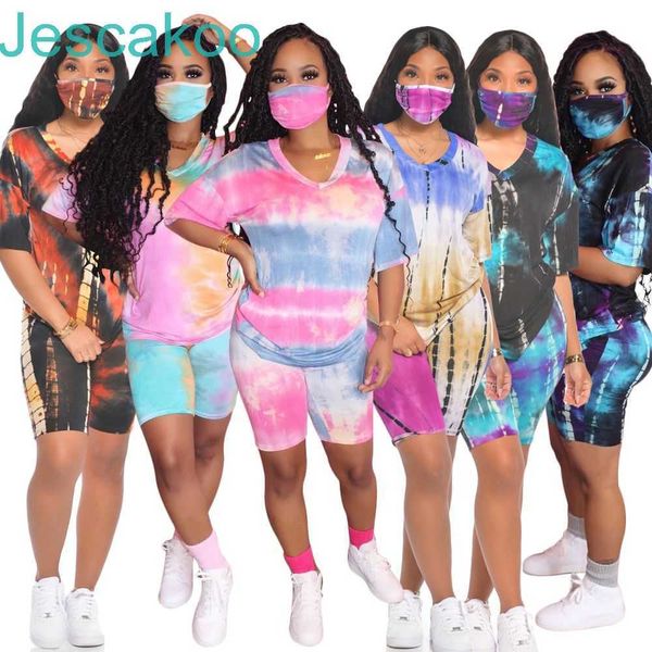 designer summer short two piece outfits tie dye set casual tracksuit with face mask women clothes short sleeve t-shirt suits plus size, Gray
designer summer short two piece outfits tie dye set casual tracksuit with face mask women clothes short sleeve t-shirt suits plus size, Gray