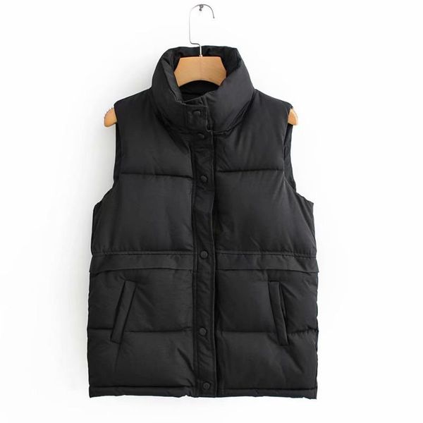 women's vests 2021 autumn winter fashion stand collar cropped soild sleeveless parkas jacket for women waistcoat, Black;white
women's vests 2021 autumn winter fashion stand collar cropped soild sleeveless parkas jacket for women waistcoat, Black;white