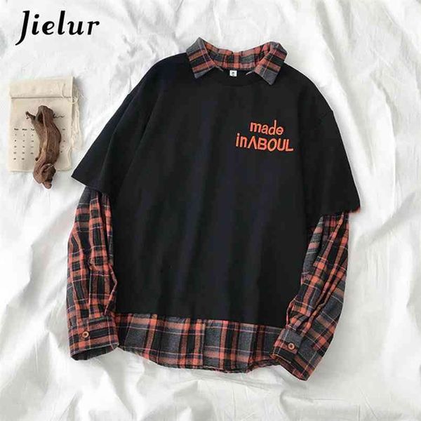 jielur plaid patchwork sweatshirt women fake two pieces gray black white hoodies street fashion loose polo female sweatshirts 210910
jielur plaid patchwork sweatshirt women fake two pieces gray black white hoodies street fashion loose polo female sweatshirts 210910