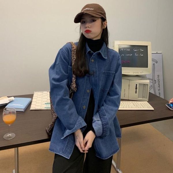 women's jackets spring and in the korean autumn loose medium length versatile salt style long sleeve denim woman's coat p26t, Black;brown
women's jackets spring and in the korean autumn loose medium length versatile salt style long sleeve denim woman's coat p26t, Black;brown