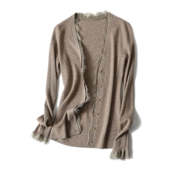 women's knits & tees women spring autumn cashmere cardigans sweaters patchwork lace vneck single breasted slim /l, White
women's knits & tees women spring autumn cashmere cardigans sweaters patchwork lace vneck single breasted slim /l, White