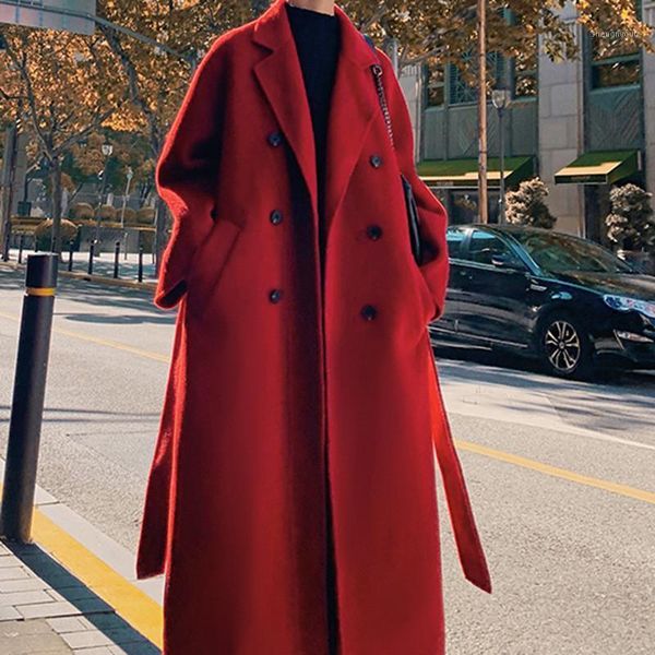 women's wool & blends korean long coat women spring autumn loose jacket belt woolen overcoat split hem cardigan black outerwear lr1701
women's wool & blends korean long coat women spring autumn loose jacket belt woolen overcoat split hem cardigan black outerwear lr1701
