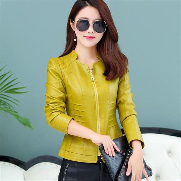 women's leather & faux 2021 jacket suit woman spring autumn short slim ladies pu stand collar long sleeve plus size coat k0162, Black
women's leather & faux 2021 jacket suit woman spring autumn short slim ladies pu stand collar long sleeve plus size coat k0162, Black