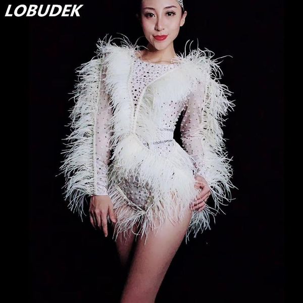 white feathers sleeve crystals pearls bodysuit women singer costume nightclub bar party show bodysuits models catwalk stage wear women', Black;white
white feathers sleeve crystals pearls bodysuit women singer costume nightclub bar party show bodysuits models catwalk stage wear women', Black;white
