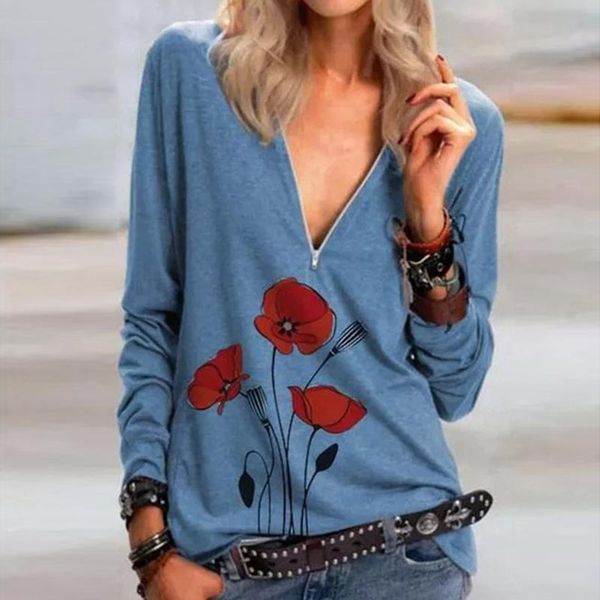 women's t-shirt casual printed shirt v neck zipper pullover long sleeve shirts women vintage plus size 3xl autumn woman t-shirts, White
women's t-shirt casual printed shirt v neck zipper pullover long sleeve shirts women vintage plus size 3xl autumn woman t-shirts, White
