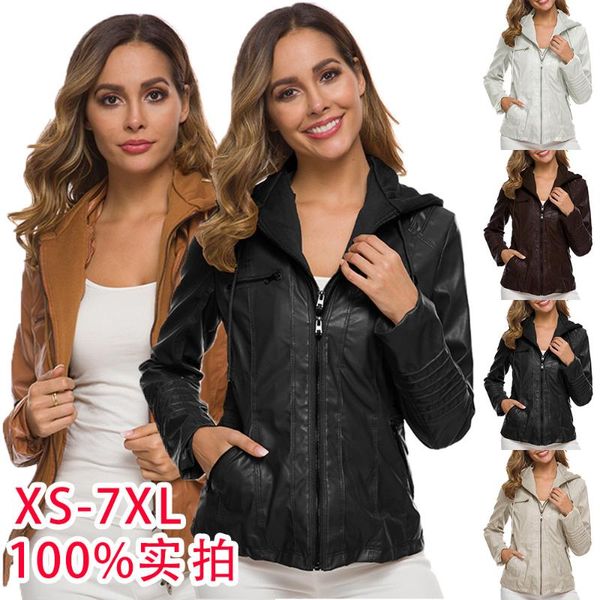 women's jackets 2021 european and american explosive jacket detachable hooded pu ladies leather women, Black;brown
women's jackets 2021 european and american explosive jacket detachable hooded pu ladies leather women, Black;brown