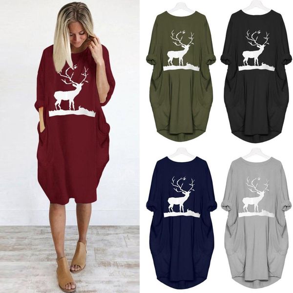 women casual dresses large size fashion o neck long sleeve chrismess elk printed pocket autumn winter loose t-shirt dress female 210507, Black;gray
women casual dresses large size fashion o neck long sleeve chrismess elk printed pocket autumn winter loose t-shirt dress female 210507, Black;gray