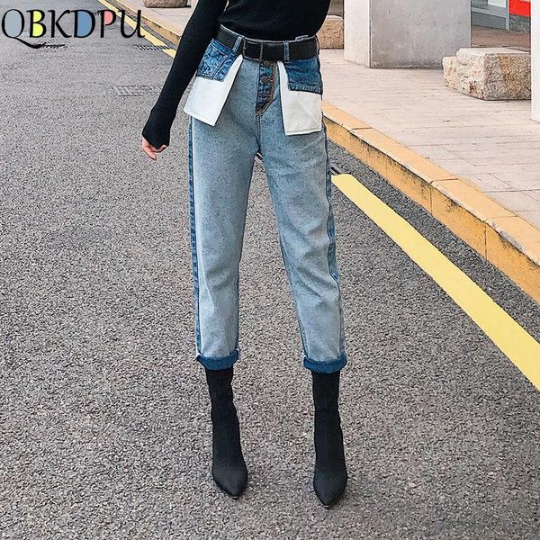 women's jeans fashion woman cotton ladies vintage loose patchwork streetwear women boyfriends female high waist pants bedenim, Blue 
women's jeans fashion woman cotton ladies vintage loose patchwork streetwear women boyfriends female high waist pants bedenim, Blue