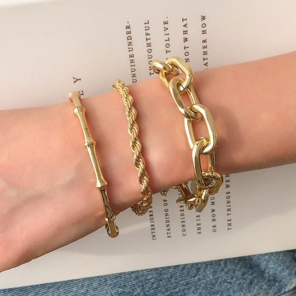 charm bracelets 3pcs/set personality exaggerated chunky twist chain bracelet women fashion simple bamboo punk bangle pulseras mujer, Golden;silver
charm bracelets 3pcs/set personality exaggerated chunky twist chain bracelet women fashion simple bamboo punk bangle pulseras mujer, Golden;silver