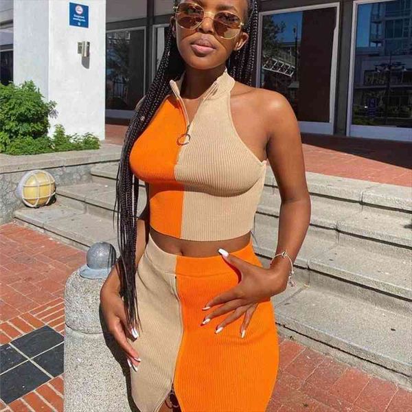 summer two pieces womens tracksuits skirt suit ribbed fabric colorblock matching front zip up crop women lounge clothes, Gray
summer two pieces womens tracksuits skirt suit ribbed fabric colorblock matching front zip up crop women lounge clothes, Gray