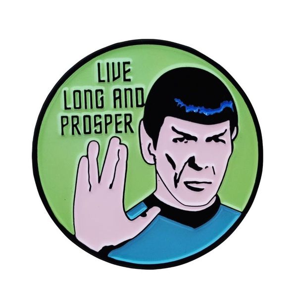 pins, brooches live long and prosper vulcan salute movie star trek science fiction cartoon figure enamel lapel badge brooch, Gray