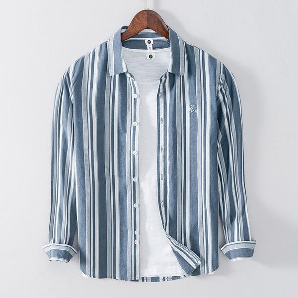 men's casual shirts striped shirt for men letter print pure cotton turn-down collar japanese fashion long sleeve male clothing, White;black
men's casual shirts striped shirt for men letter print pure cotton turn-down collar japanese fashion long sleeve male clothing, White;black