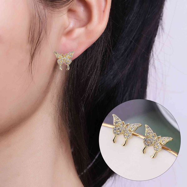 s925 silver needle east gate butterfly earrings fashionable and versatile temperament fairy ear clip with zircon girl earrings, Golden
s925 silver needle east gate butterfly earrings fashionable and versatile temperament fairy ear clip with zircon girl earrings, Golden
