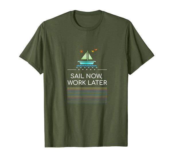 sail now, work later sailboat, sunrise, blue waves, birds t-shirt, White;black
sail now, work later sailboat, sunrise, blue waves, birds t-shirt, White;black