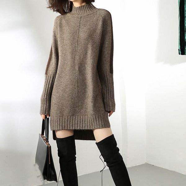 women's sweaters cashmere sweater female 2021 autumn winter solid knitted women hip split loose long, White;black
women's sweaters cashmere sweater female 2021 autumn winter solid knitted women hip split loose long, White;black