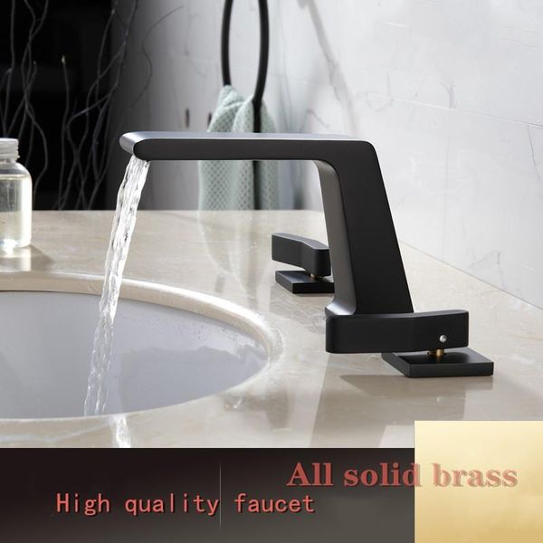 three holes two handles brass bathroom sink faucet original design black cold basin mixer faucets
three holes two handles brass bathroom sink faucet original design black cold basin mixer faucets