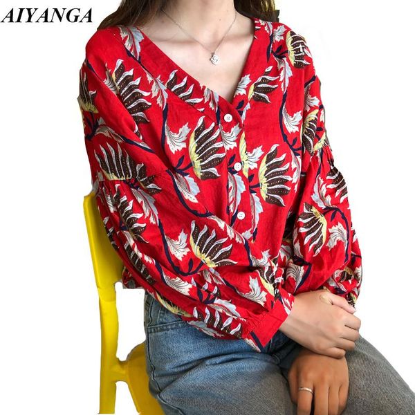 women's blouses & shirts vintage print chiffon women 2021 summer autumn v neck loose casual female long sleeve blouse, White
women's blouses & shirts vintage print chiffon women 2021 summer autumn v neck loose casual female long sleeve blouse, White