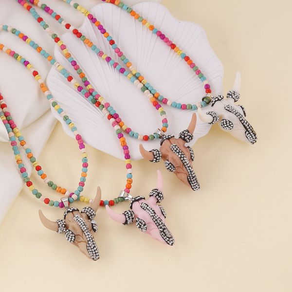 bohemian style full diamond tauren necklace personalized minority pendant n876, Silver
bohemian style full diamond tauren necklace personalized minority pendant n876, Silver