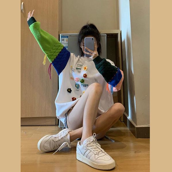 women's sweaters spring and autumn white sweater knitted design sense niche retro top, White;black
women's sweaters spring and autumn white sweater knitted design sense niche retro top, White;black