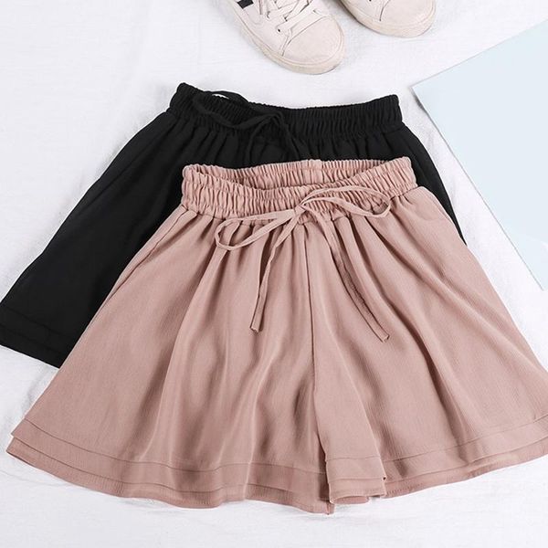 women's shorts korean ladies chiffon casual loose skirt short summer double layer high waist wide leg a-line, White;black
women's shorts korean ladies chiffon casual loose skirt short summer double layer high waist wide leg a-line, White;black
