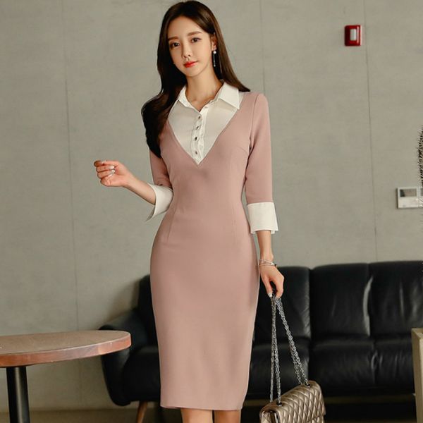 spring korea shirt cloth one-piece women's knee-length bodycon 3/4 sleeve ol female vestidos work dress, Black;gray
spring korea shirt cloth one-piece women's knee-length bodycon 3/4 sleeve ol female vestidos work dress, Black;gray