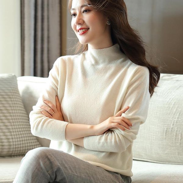 women's sweaters autumn winter pure color 100 cardigan women half high collar full wool bottoming sweater pullover, White;black
women's sweaters autumn winter pure color 100 cardigan women half high collar full wool bottoming sweater pullover, White;black