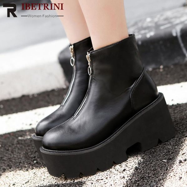 boots 2021 arrivals ankle platform wedges round toe zipper design chunky heel shoes woman brand autumn winter, Black
boots 2021 arrivals ankle platform wedges round toe zipper design chunky heel shoes woman brand autumn winter, Black