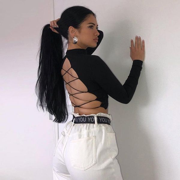 summer crop women backless cross bandage long sleeve tight t-shirt clubwear solid color women's, White
summer crop women backless cross bandage long sleeve tight t-shirt clubwear solid color women's, White