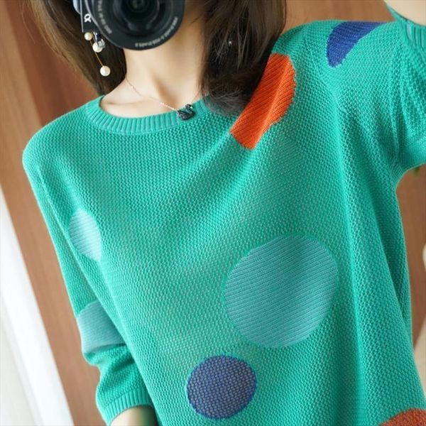 knitted pullover womens half sweaters sleeve dots loose knit spring casual ladies female jumper pull femme, White;black
knitted pullover womens half sweaters sleeve dots loose knit spring casual ladies female jumper pull femme, White;black