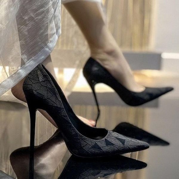 pointed toe all-match korean stiletto high-heeled shoes dress, Black